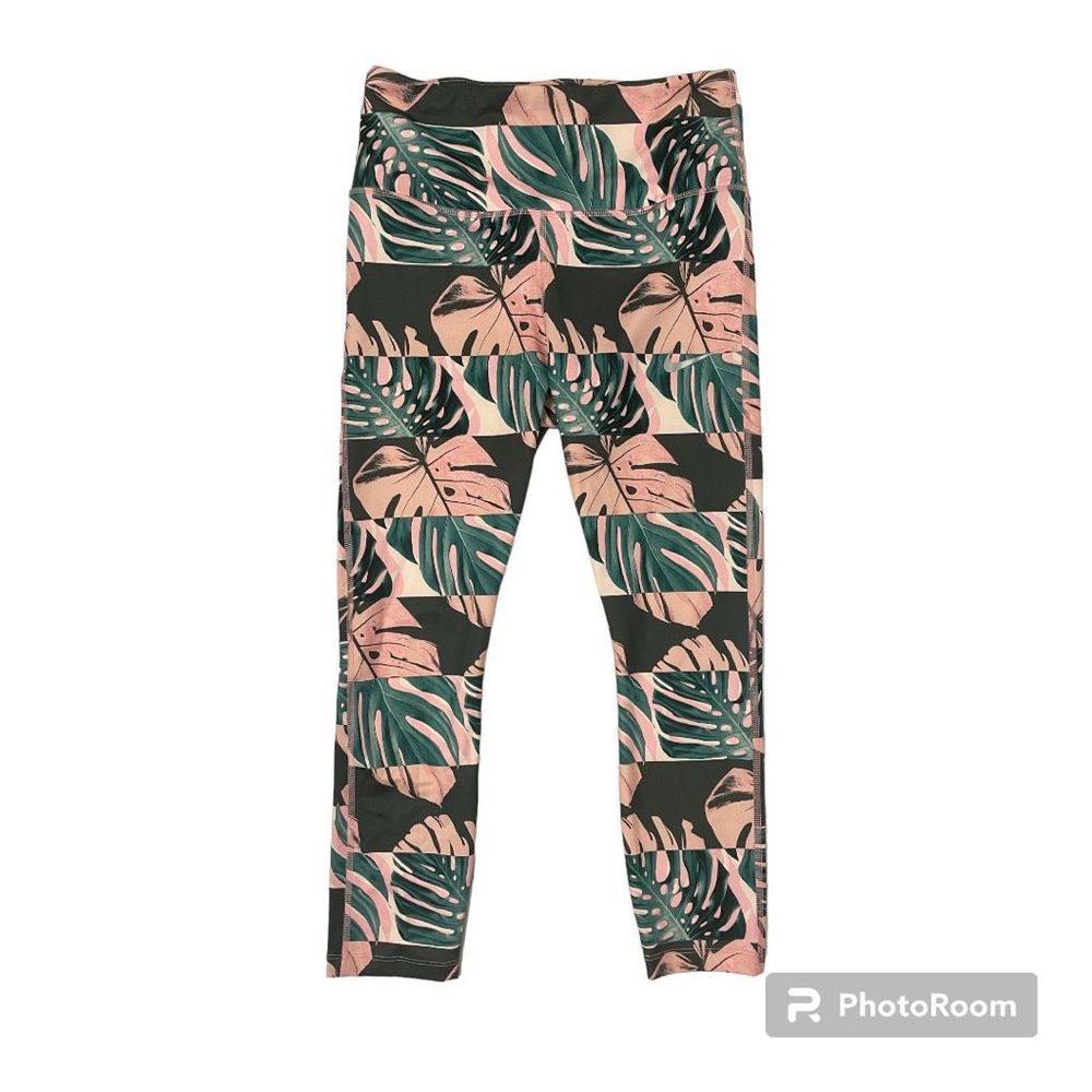 Nike Palm Leaves Floral Island Dri-fit Pink Green Leggings M